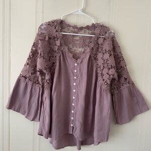 Floral Lace Lavender Blouse